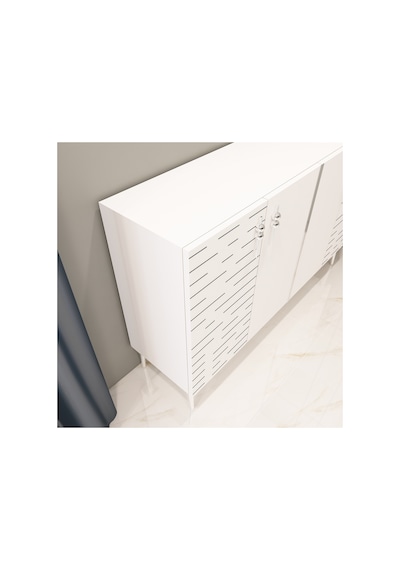 Salkım 120 Cm Konsol, Tv Ünitesi, Çok Amaçlı Dolap Beyaz-gümüş Beyaz-gümüş