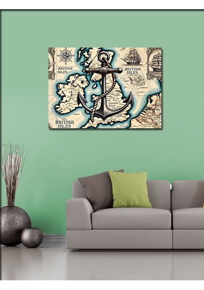 Kanvas Tablo Çapa Ve Harita 50cmx70cm