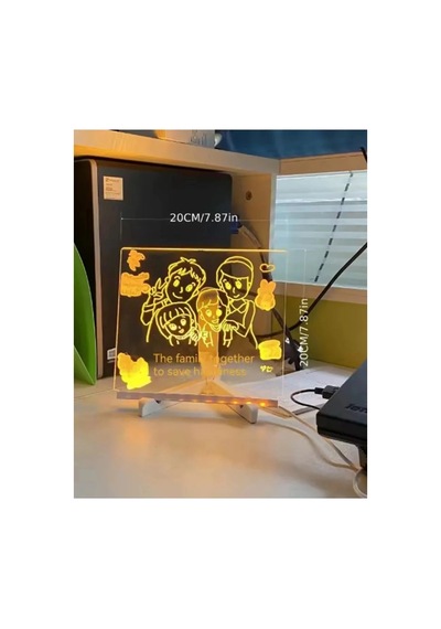 Jenerik Neon Işıklı 7 Renk Işık Boyama Kalemli Led Resim Panosu Boyama Tahtası Kalemleri 20 X 20 Çok Renkli