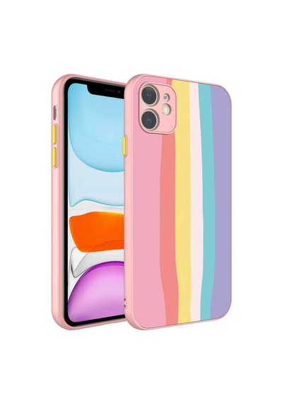 Apple Uyumlu iPhone 11 Kılıf Kamera Korumalı Renkli Temperli Zore X-cam Kapak NO5