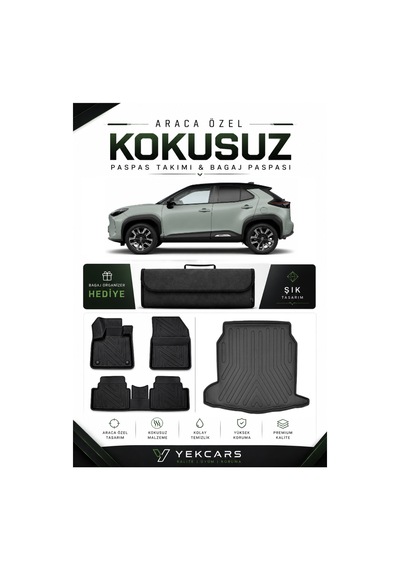 Toyota Yaris Cross 2025 Model Aracınıza Özel 4d Karbonlu Kauçuk Paspas Takımı Ve Alt Bagaj Havuzu