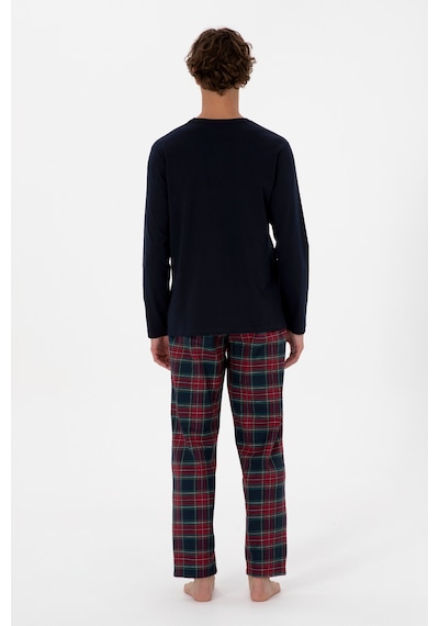 U.S. Polo Assn. Erkek Kırmızı Ekoseli Lacivert Pijama Takımı 50318615-VR033 U.S. Polo Assn. Erkek Kırmızı Ekoseli Lacivert Pijama Takımı 50318615-VR033