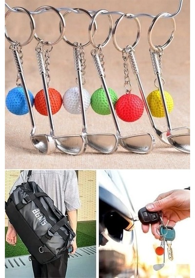 Gerçekçi Golf Tasarımlı Şık Anahtarlık Kolye Çanta Süsü Golf Keychain