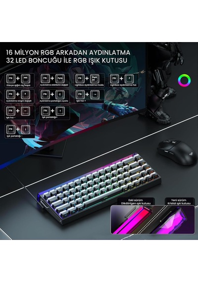 Hero 68 He Manyetik Klavye Rapid Trigger Jade King Switch 8000hz Rgb Neon Tkl Hot Swap Oyuncu Klavyesi Siyah
