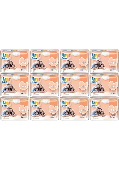 Uni Baby Islak Havlu Mendil Aile 52 Yaprak 36'lı Set 12pk 3 36'lı Set