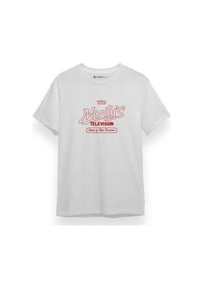 The Umbrella Academy Morty's Television Beyaz Kısa Kol Erkek Tshirt 001