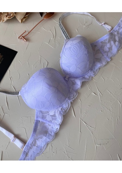Jasmine Askıları Parlak Taşlı Hafif Destekli Dantelli Soft Cup İt Lila