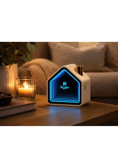 Aura Bluetooth Hoparlör Infinity Ayna Led Işıklı Tws Çift Eşleştirme Bluetooth 6.0 2000mah Şarjlı Taşınabilir Hoparlör Ry-neo1