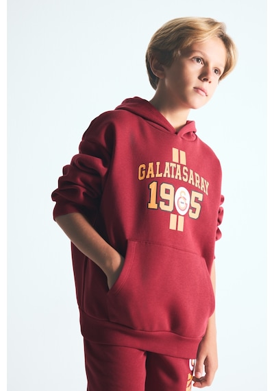Defacto Galatasaray Baskılı Kanguru Cepli Kapüşonlu Sweatshirt Erkek Çocuk I6540a826wnrd119 Kırmızı-rd119