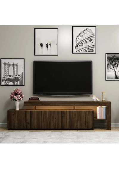 Tv Sehpası Buğra Ceviz Led Işıklı 192 Cm
