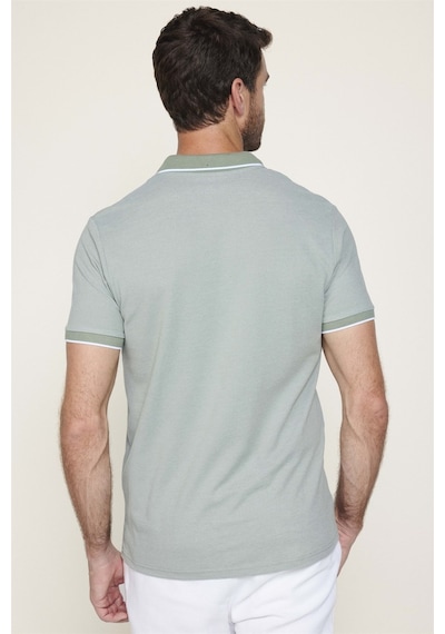 Tudors Erkek Slim Fit Dar Kesim Pamuklu Fermuarlı Mint Polo Yaka Tişört-27590 Mint