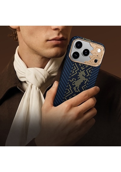 İphone 17 Pro Max Kılıf M-safe Özellikli Karbon Fiber Benks Knight Armorair Kevlar Kapak Lacivert