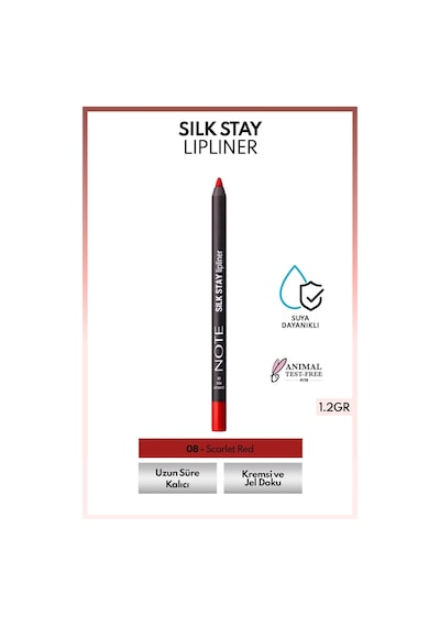 Note Cosmetics Silk Stay Lipliner Suya Dayanıklı İpeksi Dudak Kalemi - 08 Scarlet Red - Kırmızı
