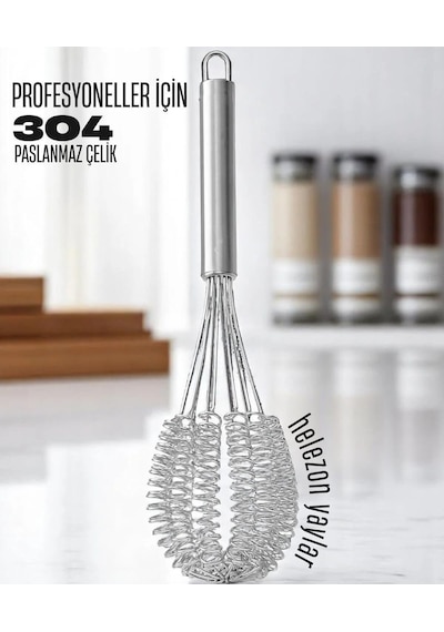 Helezon Yaylı Çırpıcı 304 Paslanmaz Çelik Makarna Çırpıcı & Çırpma Teli, Yaylı Spiral Tas