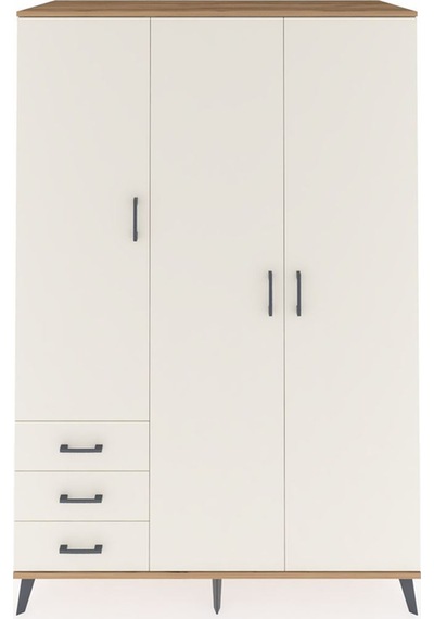 Kronos Dolap 6 Raflı 3 Çekmeceli Tek Askılı 132x59x195 Çam-ay... Çam