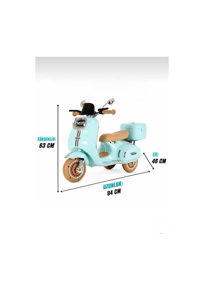 TıfılToys Vespera Pierro Uzaktan Kumandalı 6v Led Işıklı Arka Sepetli Çocuk Akülü Motor/scooter 3-6 Yaş Mavi