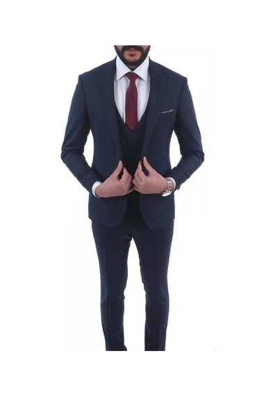 Jan Carlucci Slimfit Yelekli Drop 6 Takım (476645965) Lacivert