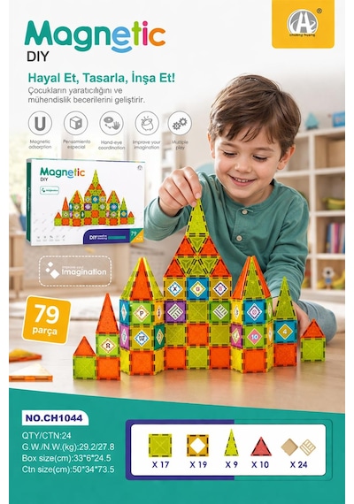 Manyetik Blok Oyuncak 79 Parça Eğitici Zeka Geliştirici Set
