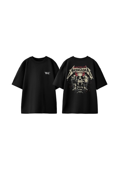Thewert We Dont Gıve A Shıt Metallıca Tasarım Sırt Baskılı Pamuk Siyah Oversize T-shirt