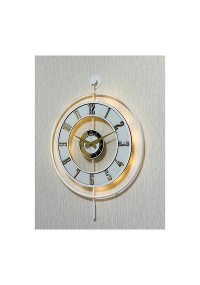 Pey Aksesuar Metal Camlı Duvar Saati 50 X 70 Cm Orta Boy Işıklı Gerçek Cam M51-beyaz-şeffaf-beyaz-gold M51-beyaz-şeffaf-beyaz-gold