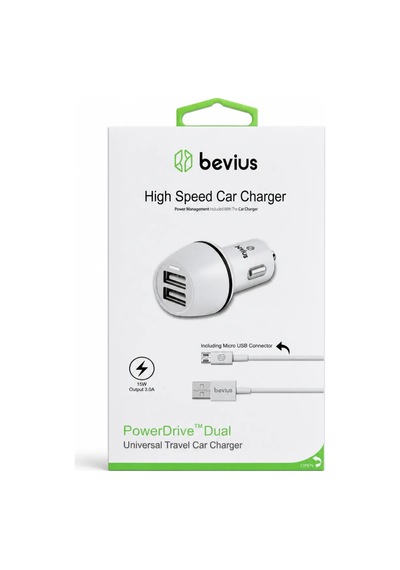 Micro Usb Beyaz 15w Çift Usb Kablolu Araç Şarj Cihazı Bevius Bvs-au514 Stn