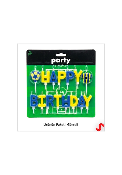 Sarı Lacivert Happy Birthday 15 Parça Doğum Günü Mum Seti 0 - 99