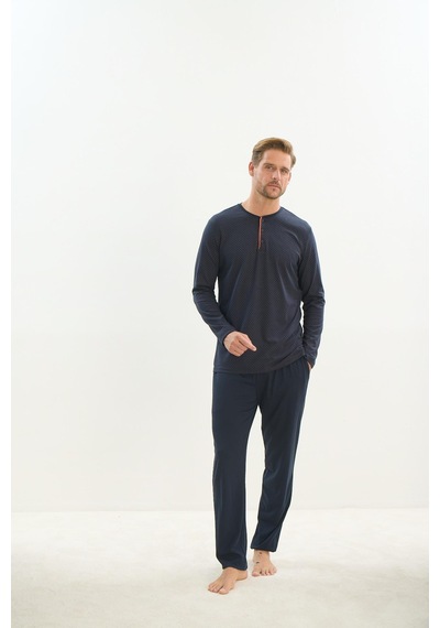 Sevim Erkek Uzun Kol Lacivert Pijama Takım C6t2n5o9 001
