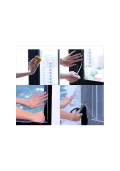 Kesilebilir Pencere Sinekliği Cırt Bantlı Yapışkanlı Çıkarılabilir Tül Sineklik 150cm X 130cm Cam