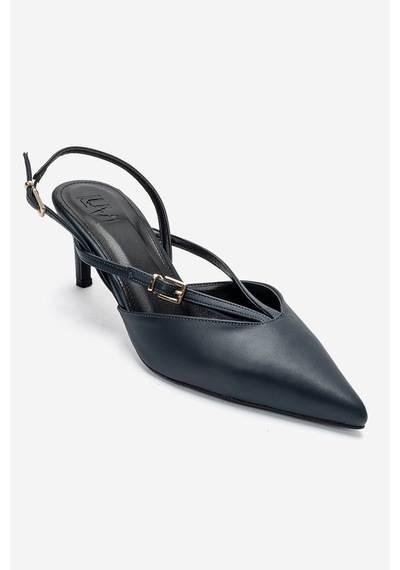 Luvi Shoes Armonıa Lacivert Cilt Bant Detaylı Kadın Topuklu Ayakkabı