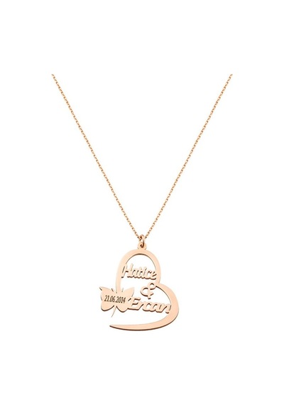 Kişiye Özel Isim/Tarih Yazılı Rose Renk 925 Ayar Gümüş Kelebek-Ka (523835916)
