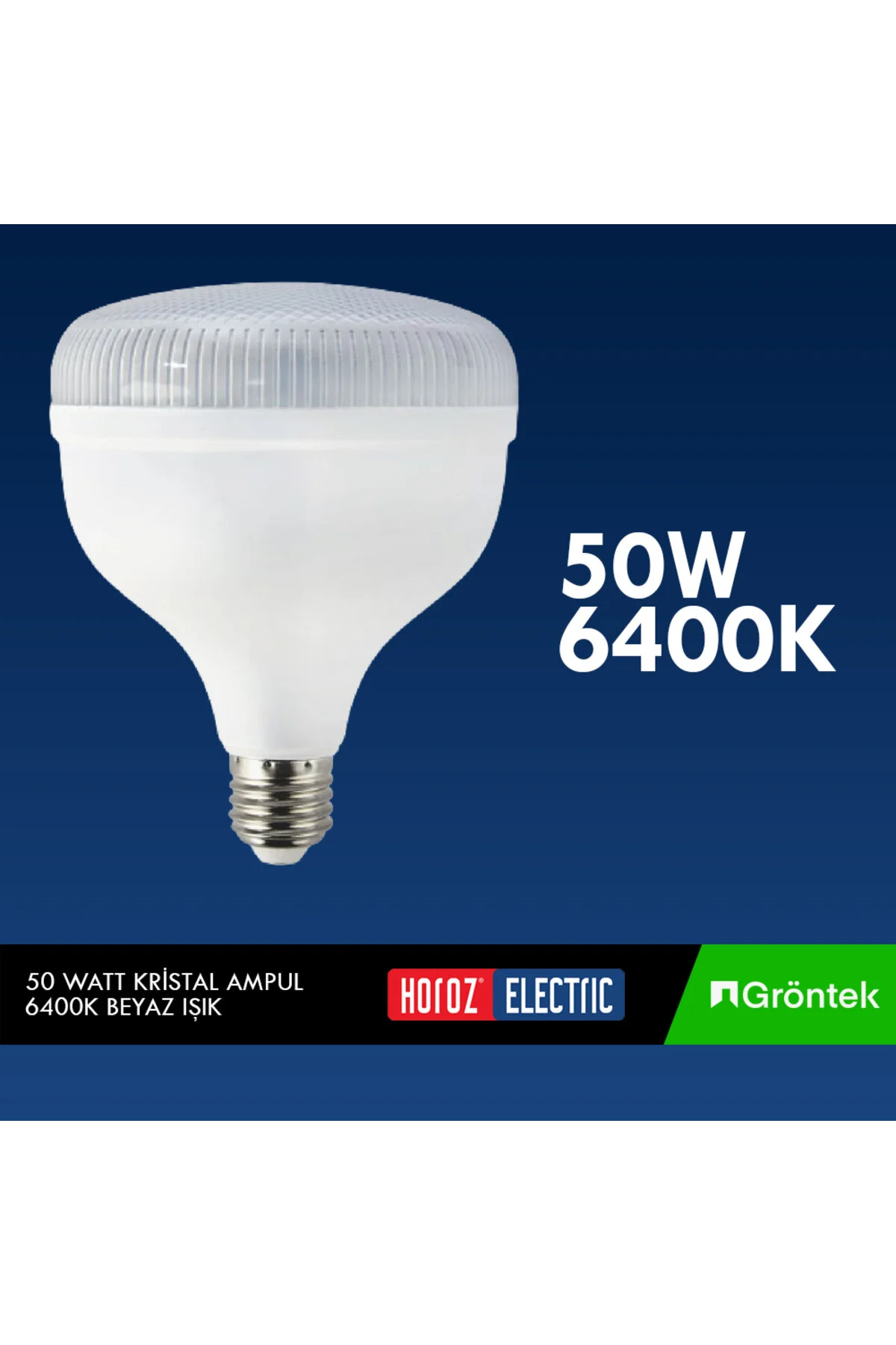 Horoz Crystal 50 Watt Beyaz Işık Kristal Torch Ampul Enerji Tasarruflu 5000lm 6500k 50 Watt-Beyaz