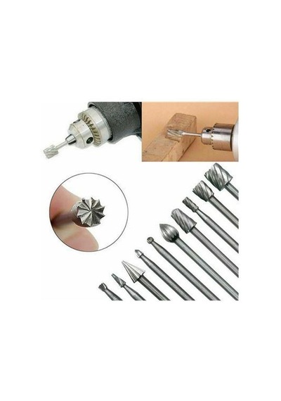 Zhltools Dremel Uyumlu Mini Oyma Gravür Uç Seti 10lu Tungsten Karbür, Ahşap, Metal, Plastik İçin
