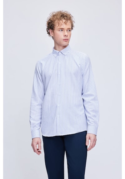 Hatemoğlu Mavi Comfort Fit Çizgili Pamuklu Düğmeli Yaka Uzun Kollu Casual Gömlek 24d19etc0001 65 Mavi Hatemoğlu Mavi Comfort Fit Çizgili Pamuklu Düğmeli Yaka Uzun Kollu Casual Gömlek 24d19etc0001 65 Mavi