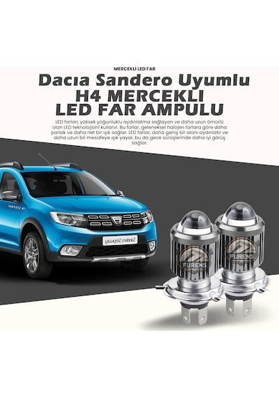 Dacia Sandero Için Uyumlu Şimşek Etkili Mercek Led Xenon Oto Ampulu Tek Renk Beyaz