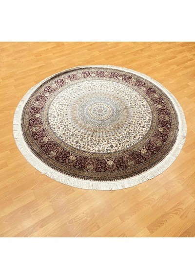 Tebriz Desenli 200 X 200 Yuvarlak İpek Halı Çok Renkli