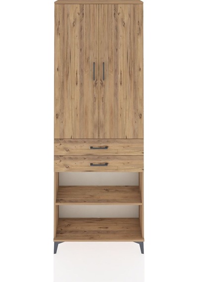 Arges Dolap 5 Raflı 2 Çekmeceli 2 Kapaklı 88x30x243 Çam-çam Çam