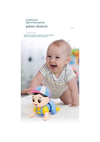 Likeable 0-3 Years Old Baby Q Cute Electric Fun Crawling Doll Guides The Baby To Learn To Crawl Baby Toys-turkuaz2