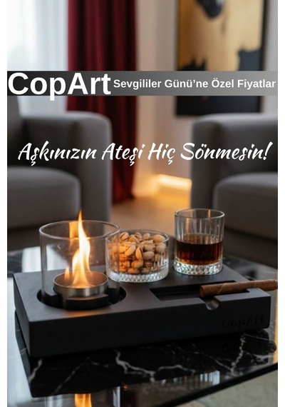 Elza Siyah Biyoetanol Masaüstü Şömine - 1 Lt Copart Yakıt Hediye