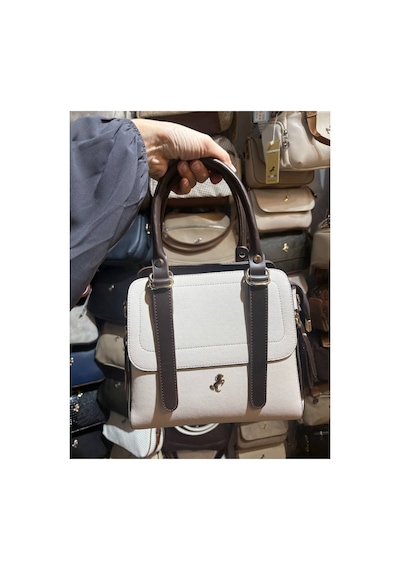 Miami Polo Club Orijinal Kadın Gold Detaylı El Ve Omuz Çantası Uzun Askısı Mevcuttur En 24 Cm Boy 24 Cm Krem - Kahverengi