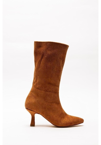 Aycan Shoes Kadın Topuklu Süet Körüklü Çizme Nilya 001