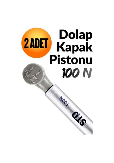 2 Adet Dolap Amortisörü Gazlı Piston Kapak Hidroliği 27 Cm 100n Gri Gri