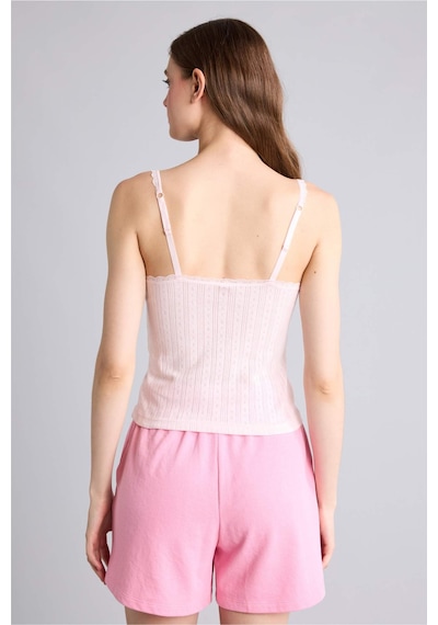 Defacto %100 Pamuk Fitilli Yuvarlark Yaka Dantel Detaylı Askılı Pembe Atlet H6958ax26sppn436 Pembe-pn436