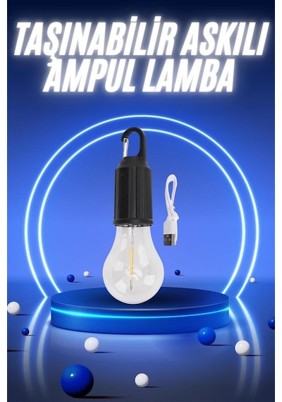 Tnabilir Şarjlı Led Ampul Askılı Lamba Kamp Semeglbl - 81 Bahçe Lambası