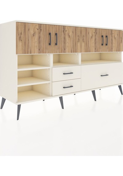 Kronos Konsol 8 Raflı 3 Çekmeceli 4 Kapaklı 176x59x99 Aytaşı-çam/ Aytaşı-çam/aytaşı