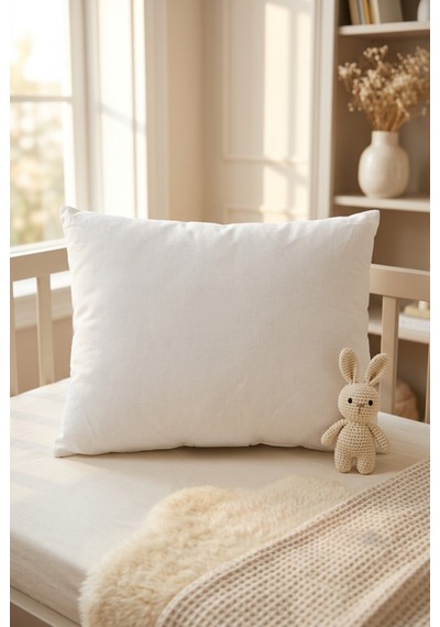 Bebek Yastığı Premium Boncuk Silikon Dolgulu Yumuşak Konforlu 35x45 CM Beyaz