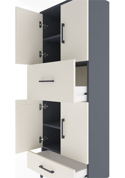 Arges Dolap 4 Raflı 2 Çekmeceli 4 Kapaklı 60x30x163 Antrasit-... Antrasit