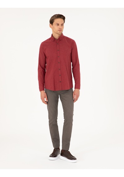 Pierre Cardin Erkek Vişne Gömlek Desenli 50292106-vr223 Vişne
