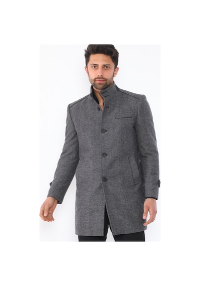 Plt8391 Dewberry Erkek Palto-desenli Gri