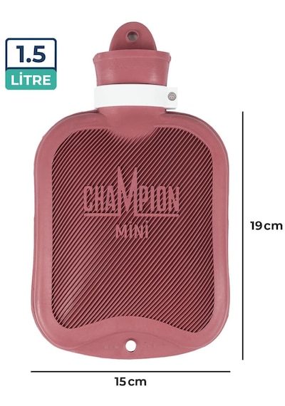 Champion Kauçuk Termofor Kokusuz Mini Sıcak Su Torbası Pembe 1500 ML