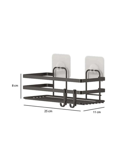 Tekno Tel St-281 Yapışkanlı 2'li Siyah Banyo Rafı Kancalı Deliksiz Duş Şampuanlık Organizer Siyah